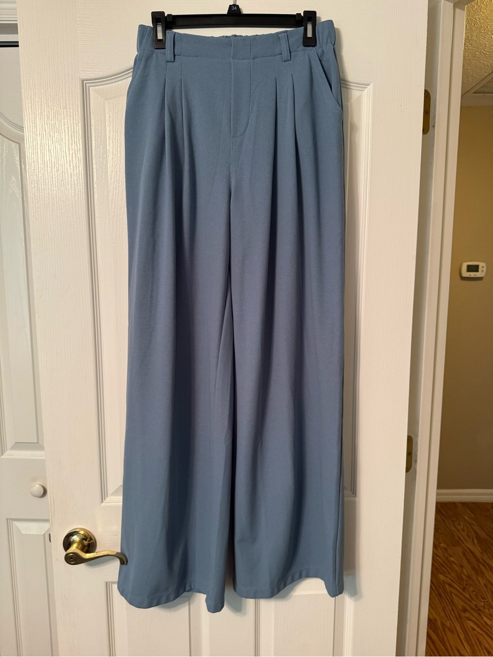 HALARA Flex Waffle Wide Leg Work Pants Light Blue Medium Tall